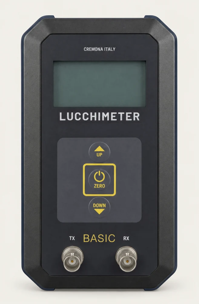 LucchiMeter BASIC, vista frontale con tastiera gialla
